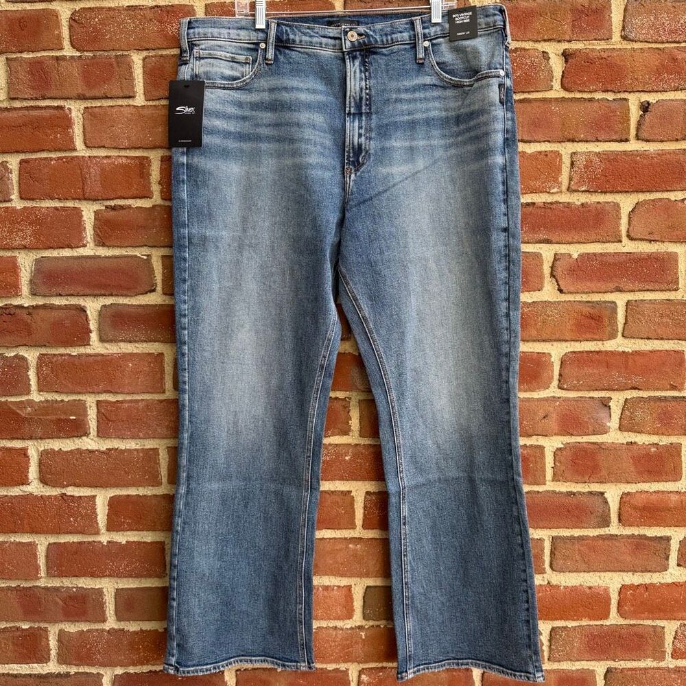 Silver $84 90s Vintage Bootcut High Rise Mid Stretch Jeans Blue 22W /31 NEW